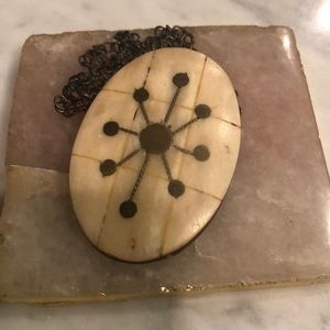 Boho Wood, faux bone and metal necklace